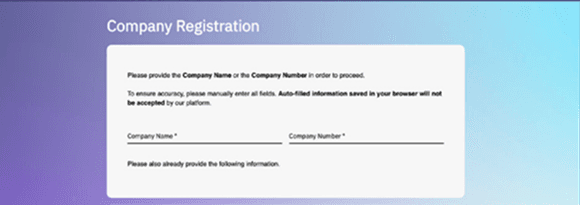 Company Registration form preview
