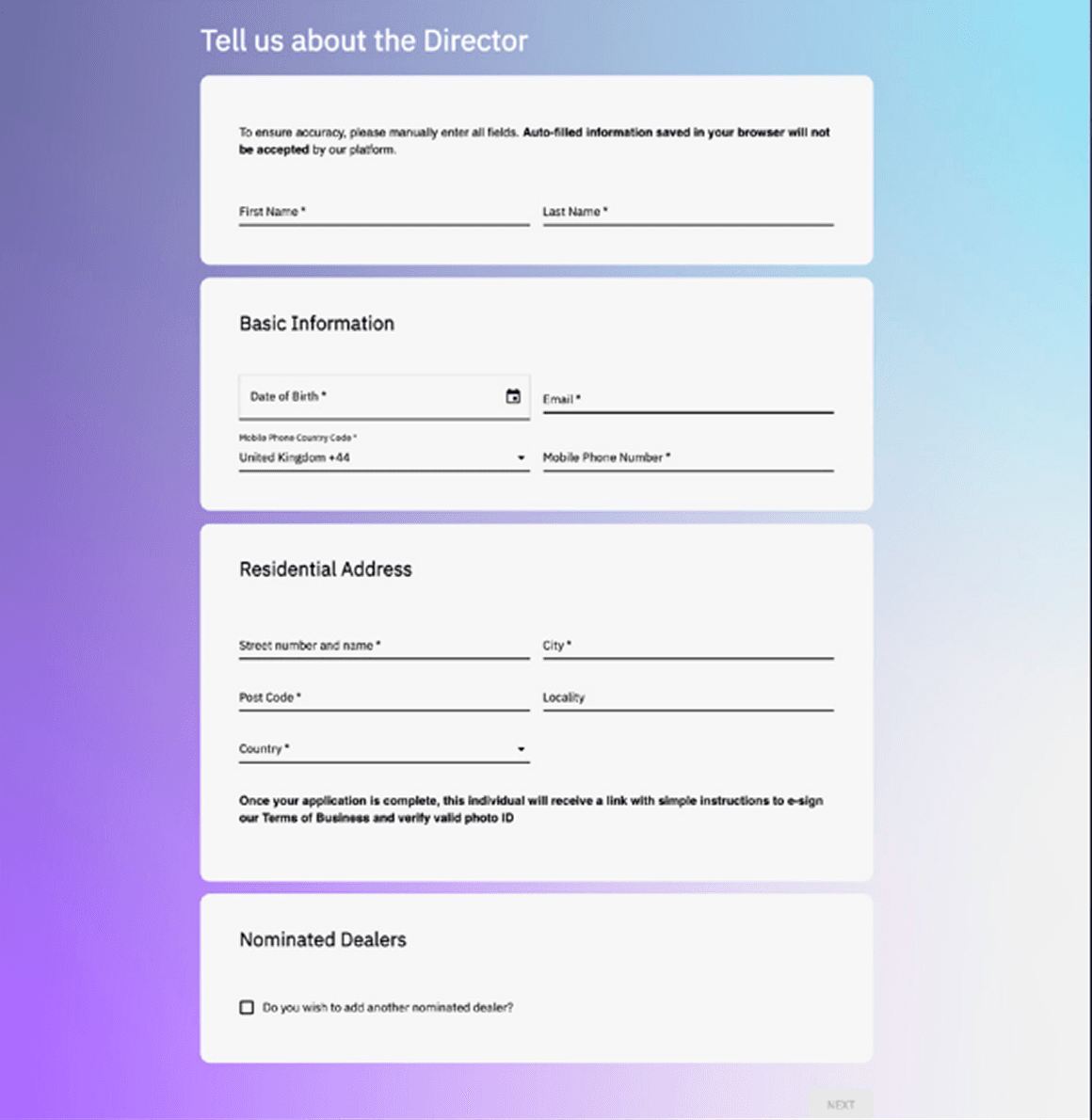 Tell us about the Director form preview